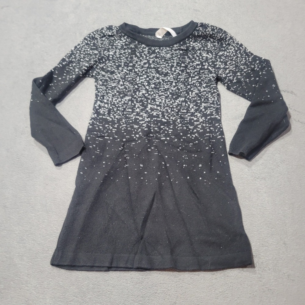 Cherokee‎ Sweater Dress Girls 8 Black Silver Ombre Sparkle Metallic Knit Holiday